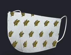 Mascarilla masónica blanca con ramas de acacia Mascarilla masónica blanca con ramas de acacia