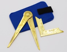 ESCUADRA Y COMPÁS de logia con funda azul ESCUADRA Y COMPÁS de logia con funda azul