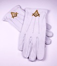 Guantes masónicos en PIEL DE CORDERO (talla S)