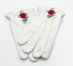 Guantes masónicos de algodón GRADO ROSACRUZ (talla L)