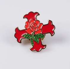 Pin CRUZ TEMPLARIA con ROSA