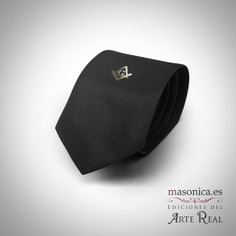 Corbata negra ESCUADRA Y COMPÁS ORO