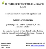 PRESENTACIÓN EN MADRID DE LA REVISTA PAPELES DE MASONERÍA
